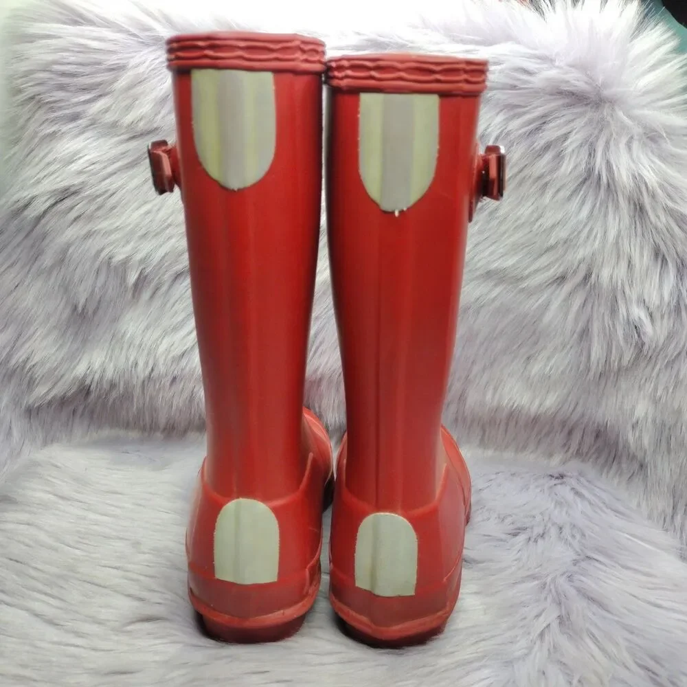 Hunter Original Red Tall Reflective Rain Boots Youth Size 13 Boy/ 1 Girl